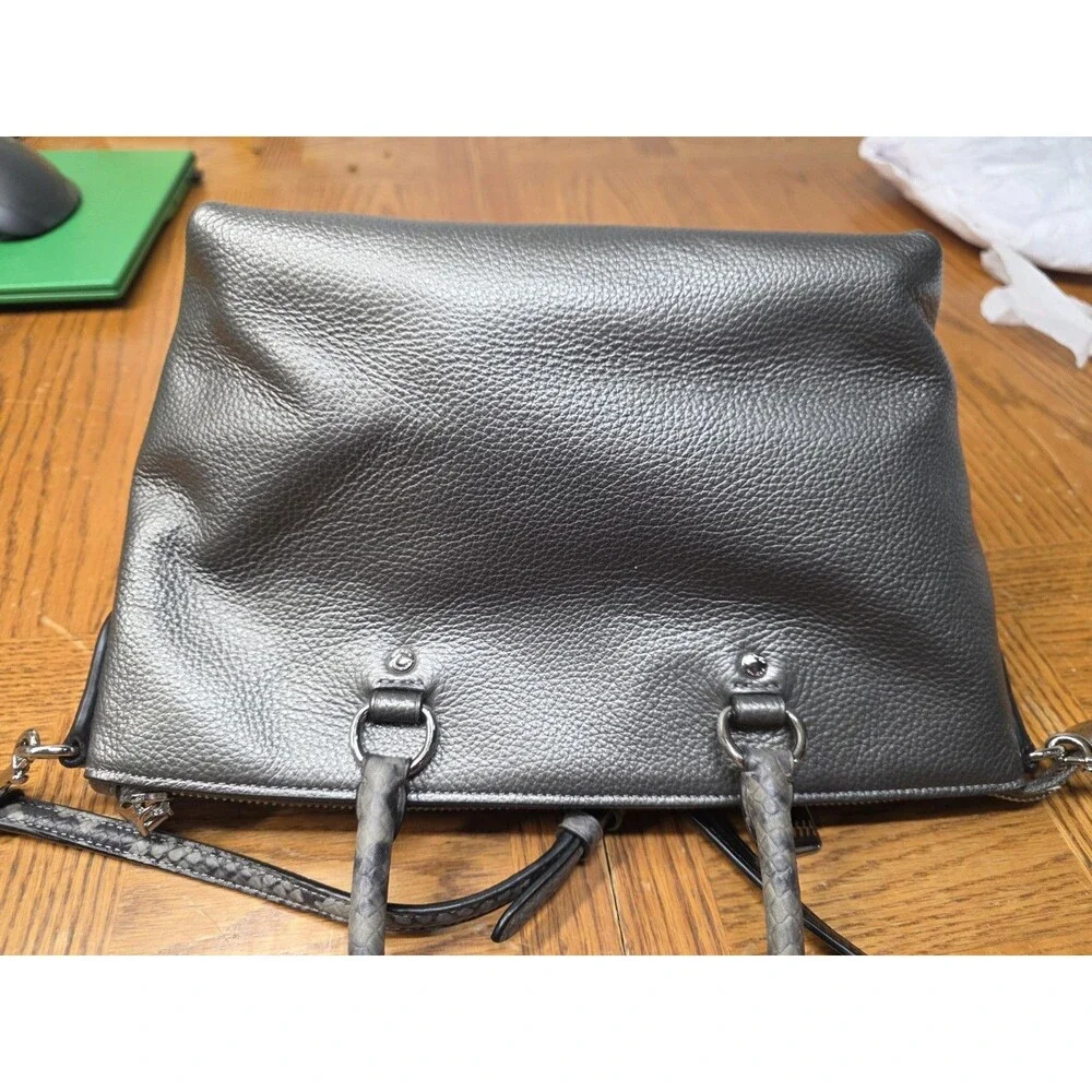 COACH F38877 Emma Mini Satchel Crossbody Bag/ Gunmetal Leather/Snakeskin